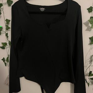 Amazon Black Square V-Neck Long Sleeve Body Suit Size XL